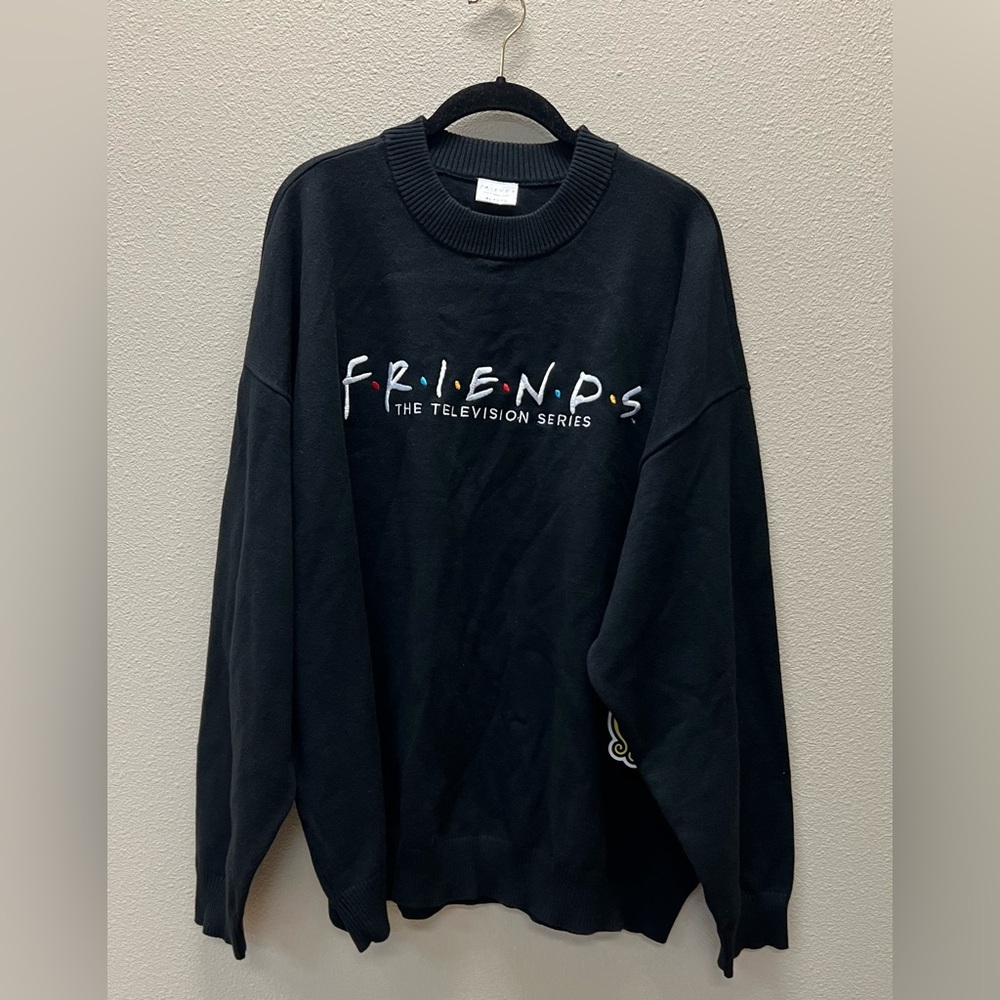 Friends The Television Series XL NWT Black Crewneck Sweatshirt w/Embroidery